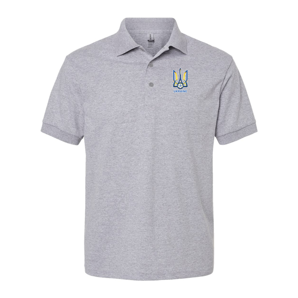 Men's Ukraine National Football Soccer Team Gildan Dry Blend Jersey Polo